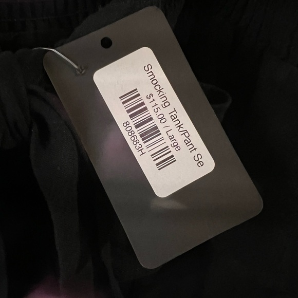 Smocking Detail Black Tank And Wide Leg Pants Set, size Large - Picture 10 of 10